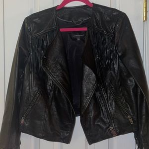 Banana republic fringe leather jacket